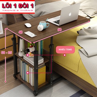 Bàn làm việc đa năng kèm giá sách, bàn laptop đa năng có bánh xe di động [BH 1 NĂM]