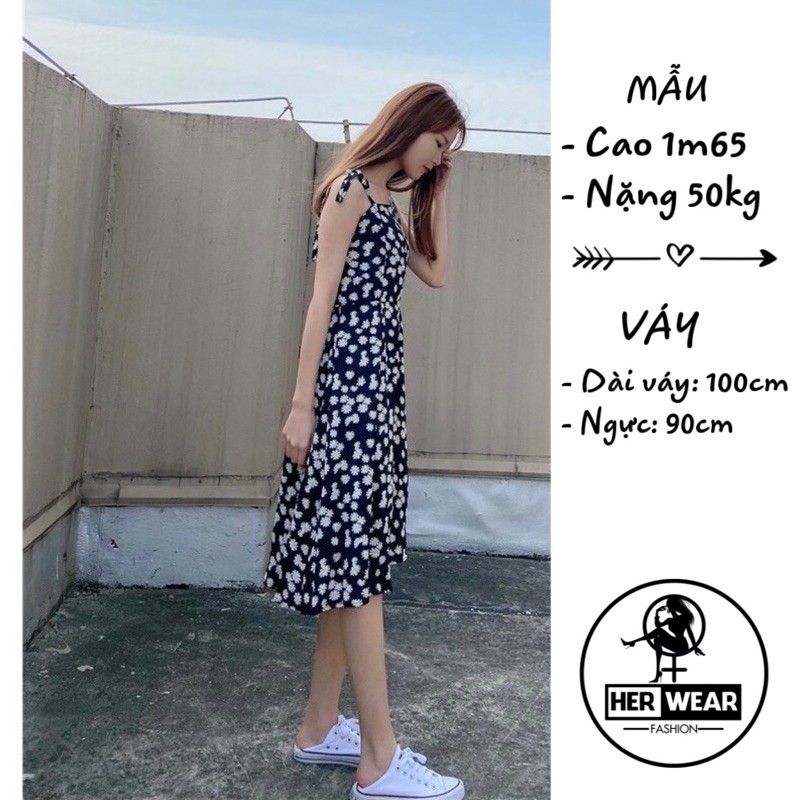 Váy (Đầm) hoa nhí vintage hai dây nữ phong cách Ulzzang Hàn Quốc | BigBuy360 - bigbuy360.vn