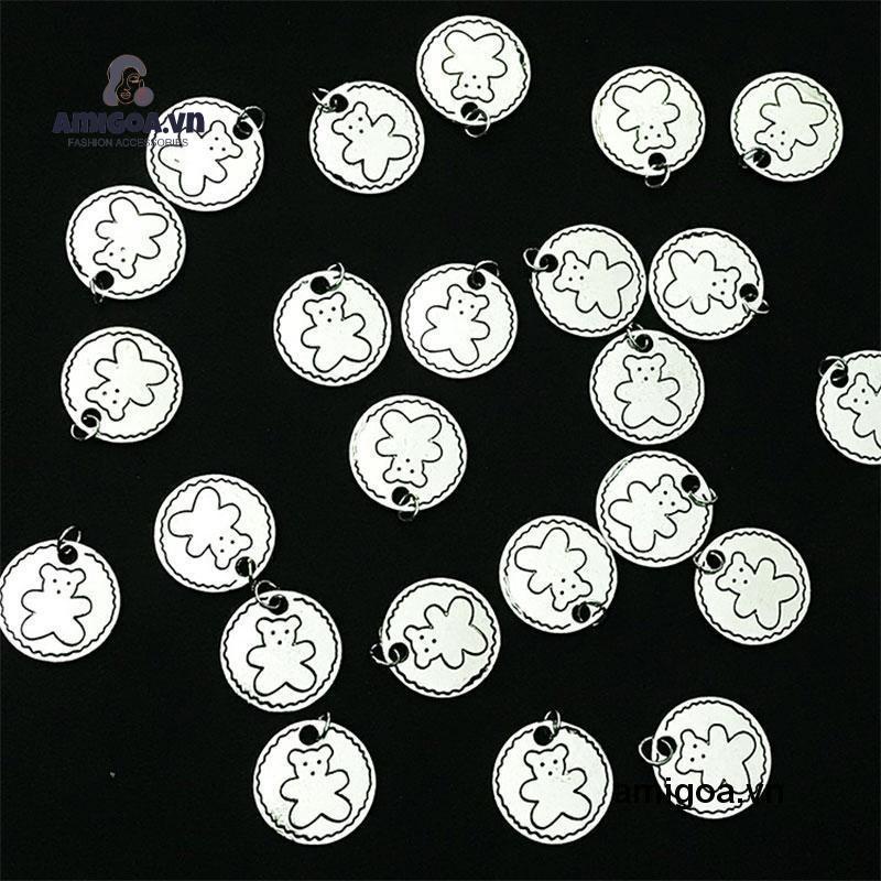 ✨✨Vòng cổ cặp đôi mặt hình tròn họa tiết gấu phong cách hiphop đơn giản cá tính cho nam nữ