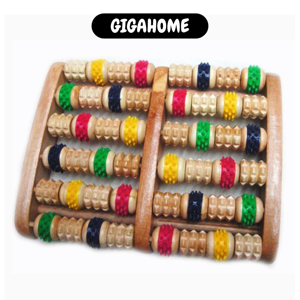 Bàn Lăn Chân Gỗ GIGAHOME 6 Hàng Bấm Huyệt, Massage Thư Giãn Chân 4135