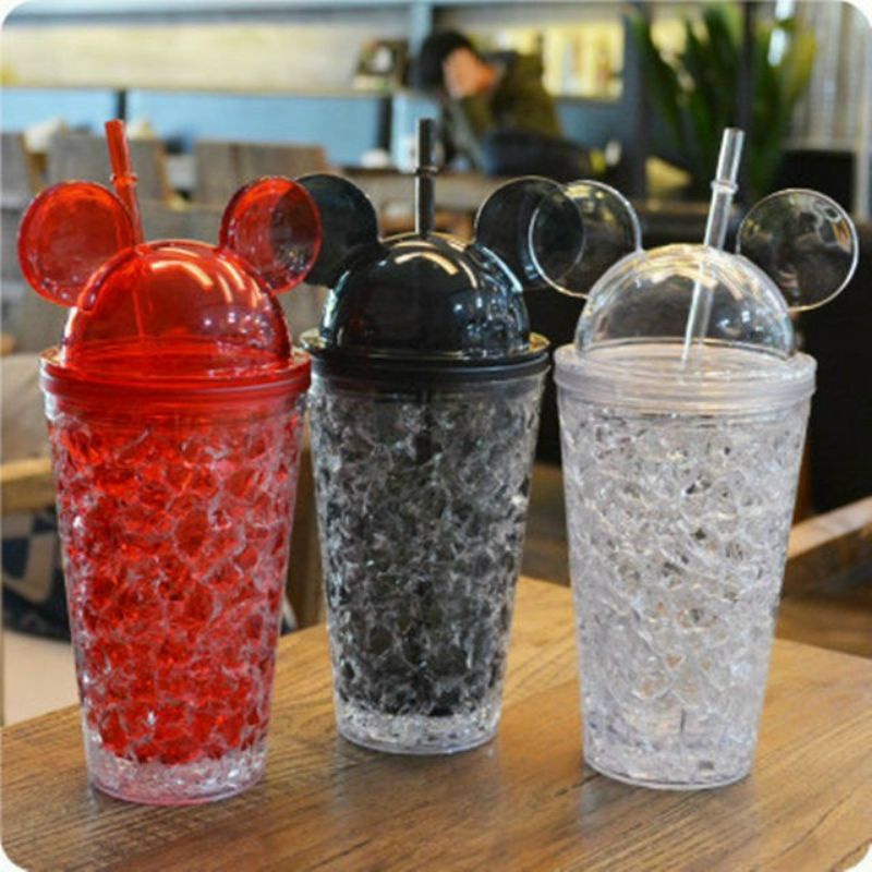 Ly nhựa nắp tai chuột mickey siêu xinh