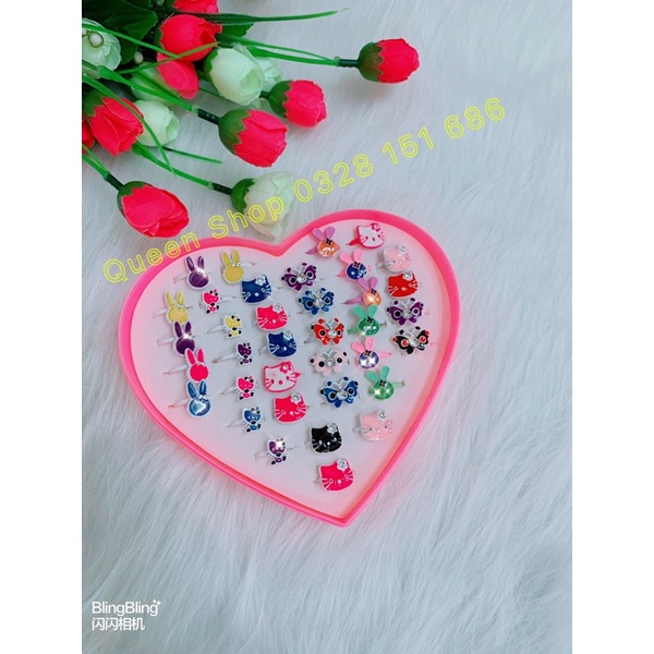 Phụ Kiện 01 chiếc  Nhẫn Đeo tay Bé gái Đủ các Hình Chú thỏ, mèo Kitty , hình con Bướ.m đáng yêu- ngẫu nhiên