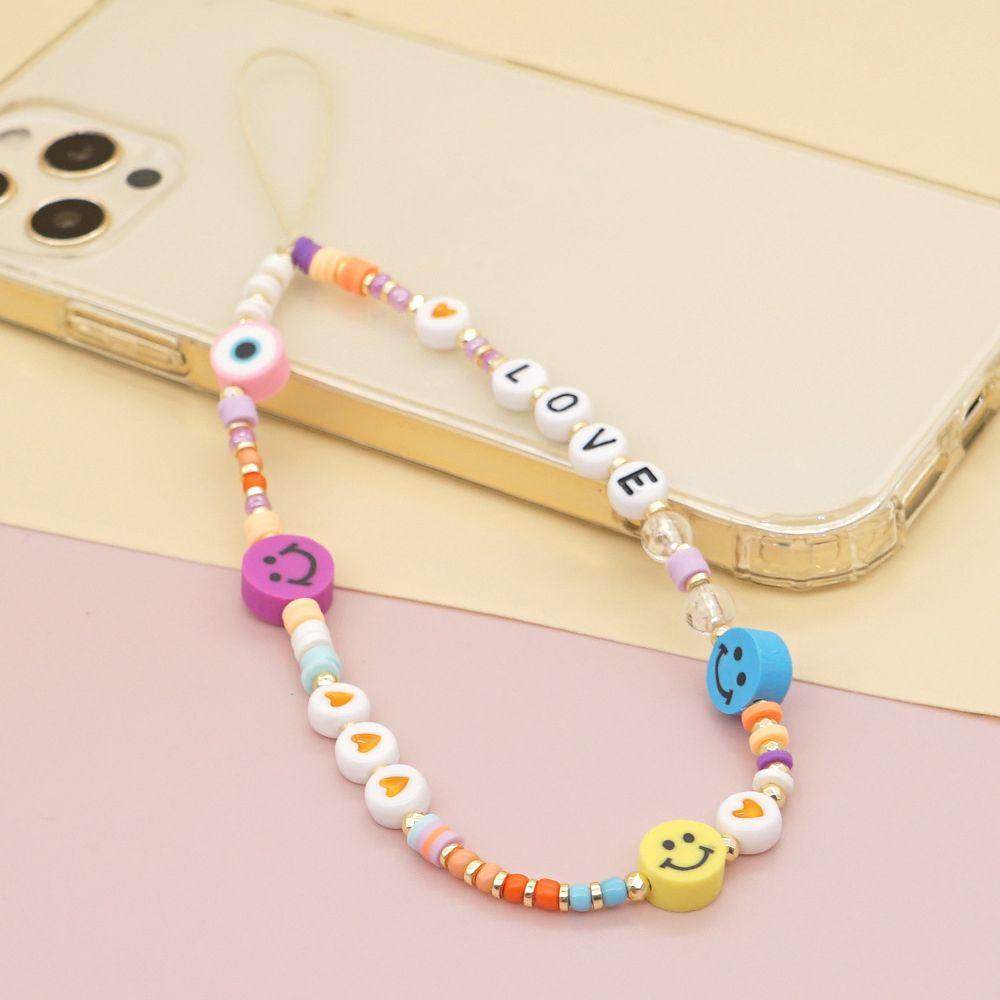 Norman Dây Đeo Điện Thoại Chuỗi Hạt Mặt Cười Khắc Chữ LIFE IS GOOD Chống Thất Lạc Cho Điện Thoại Di Động