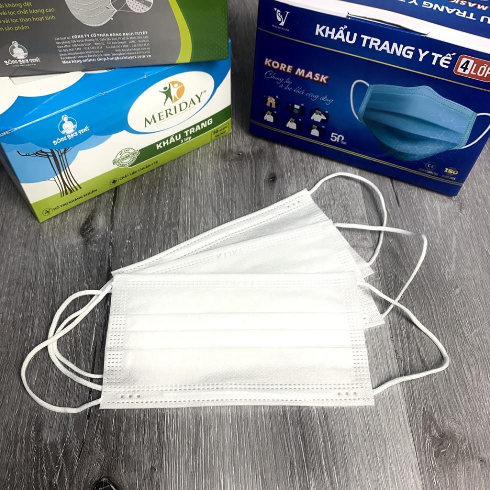 Hộp 50 chiếc Khẩu trang y tế 4 lớp hàng cao cấp loại l (xanh, trắng, xám)