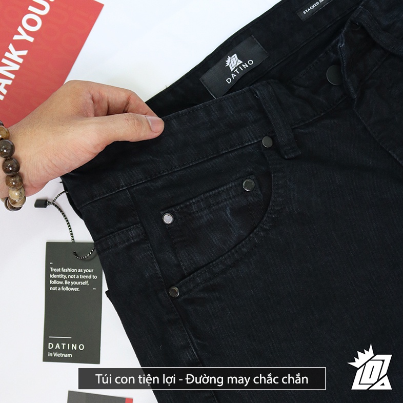 Quần short jean nam DATINO màu Đen Wash Bụi, bền màu không xù