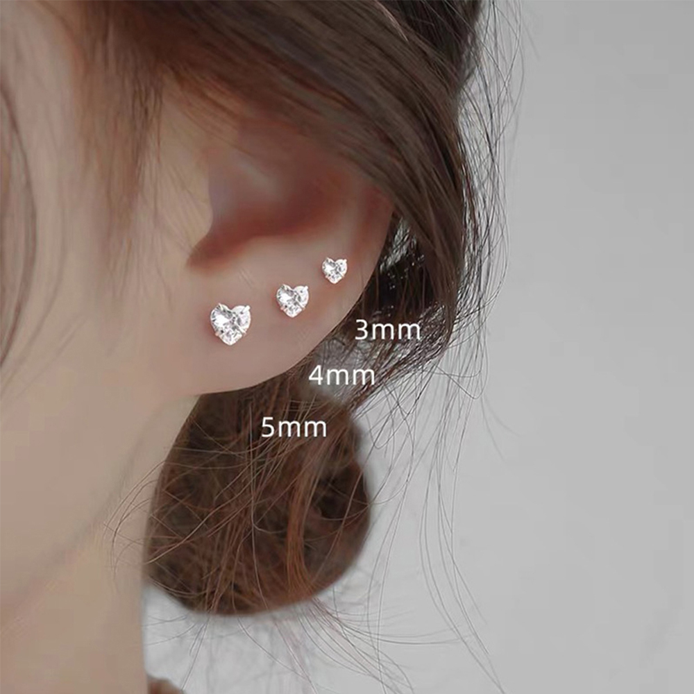 Khuyên Tai Trái Tim Đính Đá S999 Thời Trang Cho Nữ
