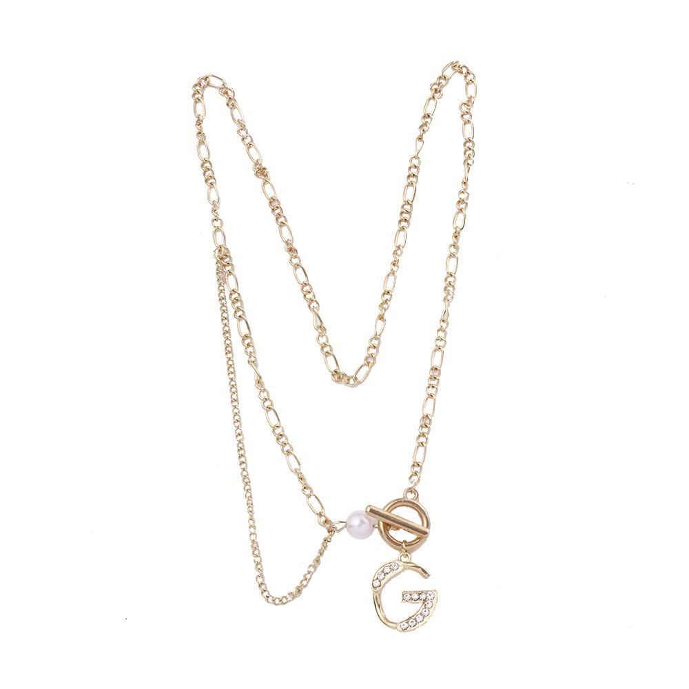 AROMA Vòng Cổ Choker Thiết Kế Dạng Chữ G Đính Đá Nhân Tạo Thời Trang Cho Nam Nữ