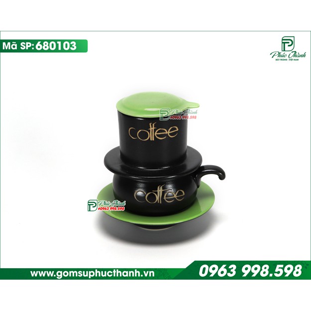 Phin cafe sứ Bát Tràng men gốm lòng xanh cốm