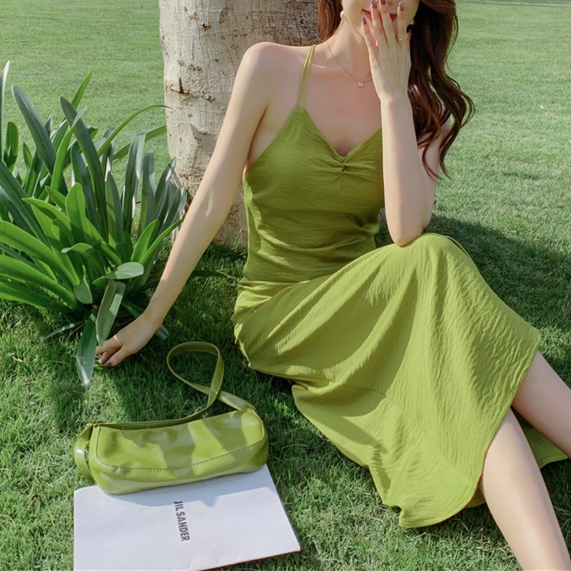 Đầm Hai Dây Dáng Dài Form Ôm Phong Cách Kỳ Nghỉ