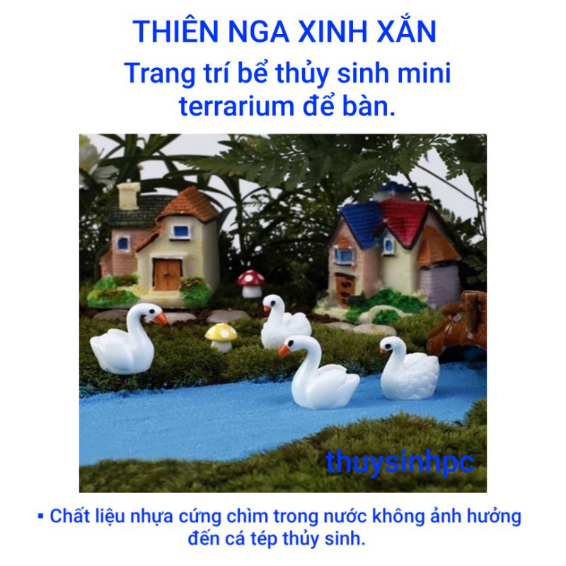 Mô hình thiên nga xinh xắn trang trí bể thủy sinh terrarium