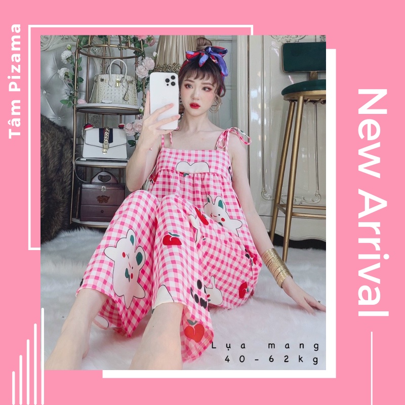 Đồ Bộ Pijama 2 Dây Lụa Mango Thoáng Mát ( ẢNH THẬT )