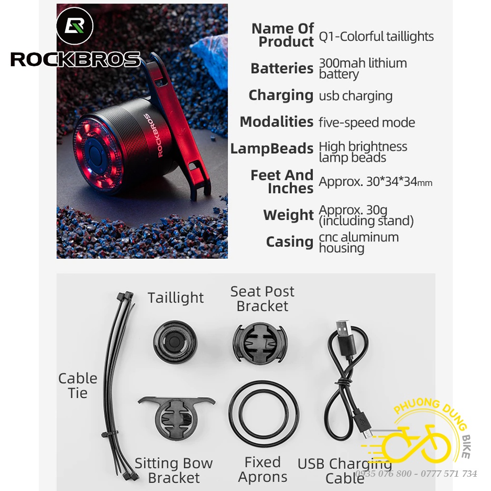 Đèn hậu xe đạp ROCKBROS SAMURAI Q1