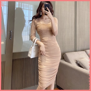 [Sẵn/ thanh lý] Váy body tay lỡ nhún ngực. Đầm ren ôm body sexy đi tiệc