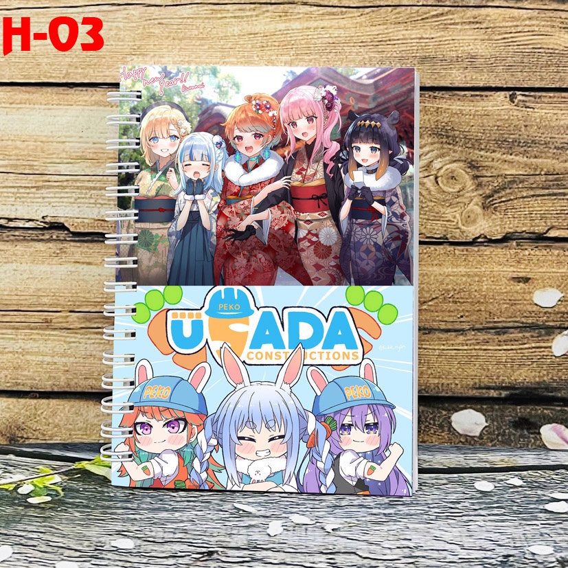 Sổ lò xo anime Hololive Gawr Gura - Usada Pekora(sổ 10x15cm, in hình 2 mặt khác nhau)