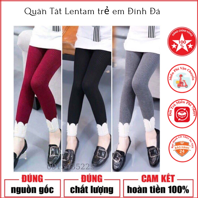 Quần Tất Len Tăm Đính Hạt Cho Bé Gái Từ 3-10 Tuổi có sẵn