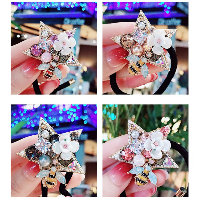 Dây Cột Tóc Cao Su Co Giãn Đính Đá Lấp Lánh Thời Trang Sang Trọng Cho Nữ