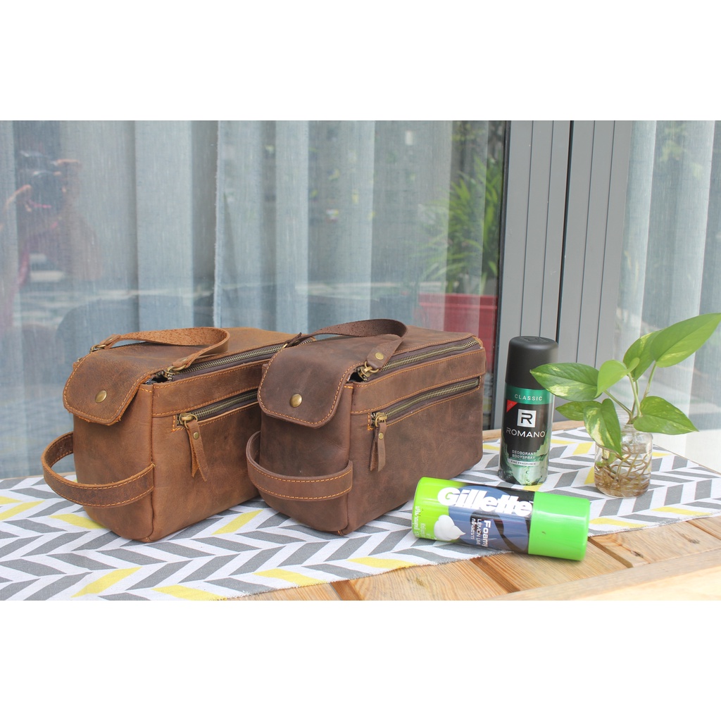 Túi Cá nhân - Túi da bò Sáp - Da Sáp ngựa điên - Thời trang Nam