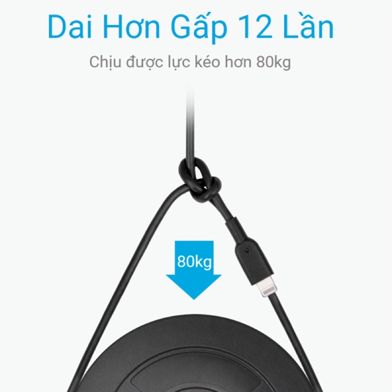 Cáp Lightning Anker Powerline II - Dài 0.9m - A8432 Chính hãng