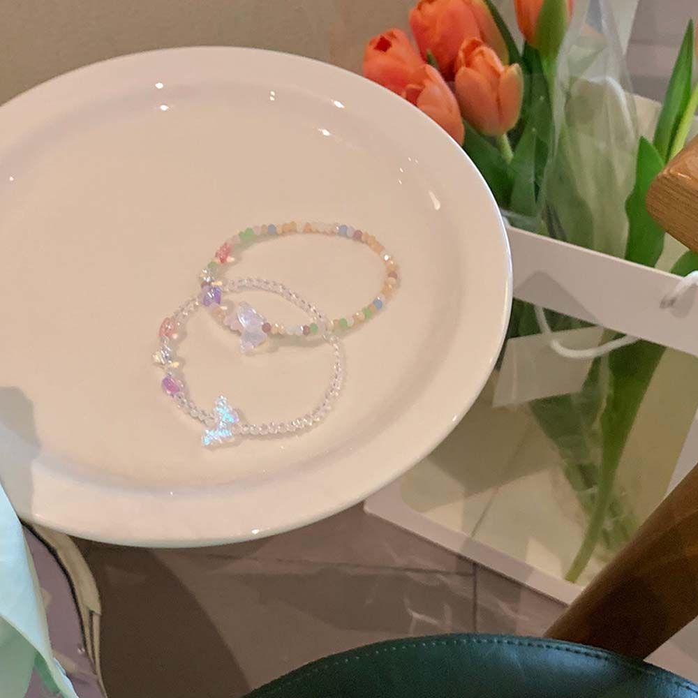 Vòng Tay Chuỗi Hạt Acrylic Hình Trái Tim Thời Trang Mùa Hè Cho Bạn Gái