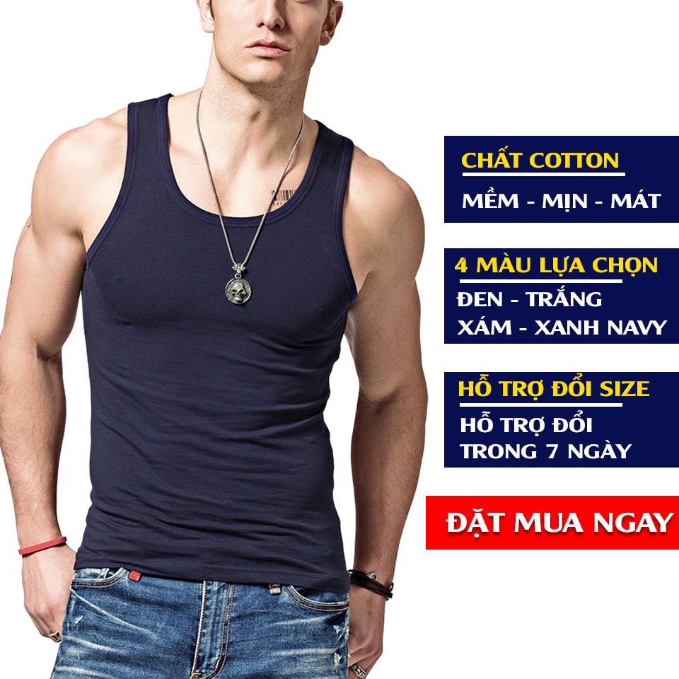 Áo Ba Lỗ Nam - Tank Top Cotton Cực Mát - Dùng để Tập thể dục , thể thao, tập GYM