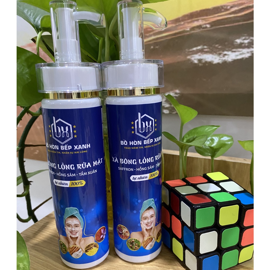 SỮA RỬA MẶT TỰ NHIÊN-Xà Bông Lỏng SAFFRON - HỒNG SÂM handmade, tự nhiên 100% có giấy kiểm định, hạn sử dụng 12 tháng