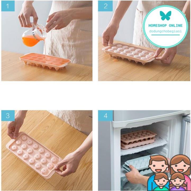 Khay Làm Đá Tròn Tủ Lạnh - Khuôn Làm Thạch Bi 33 Viên Giá Sỉ Dodungchobegiasi HomeShop Online