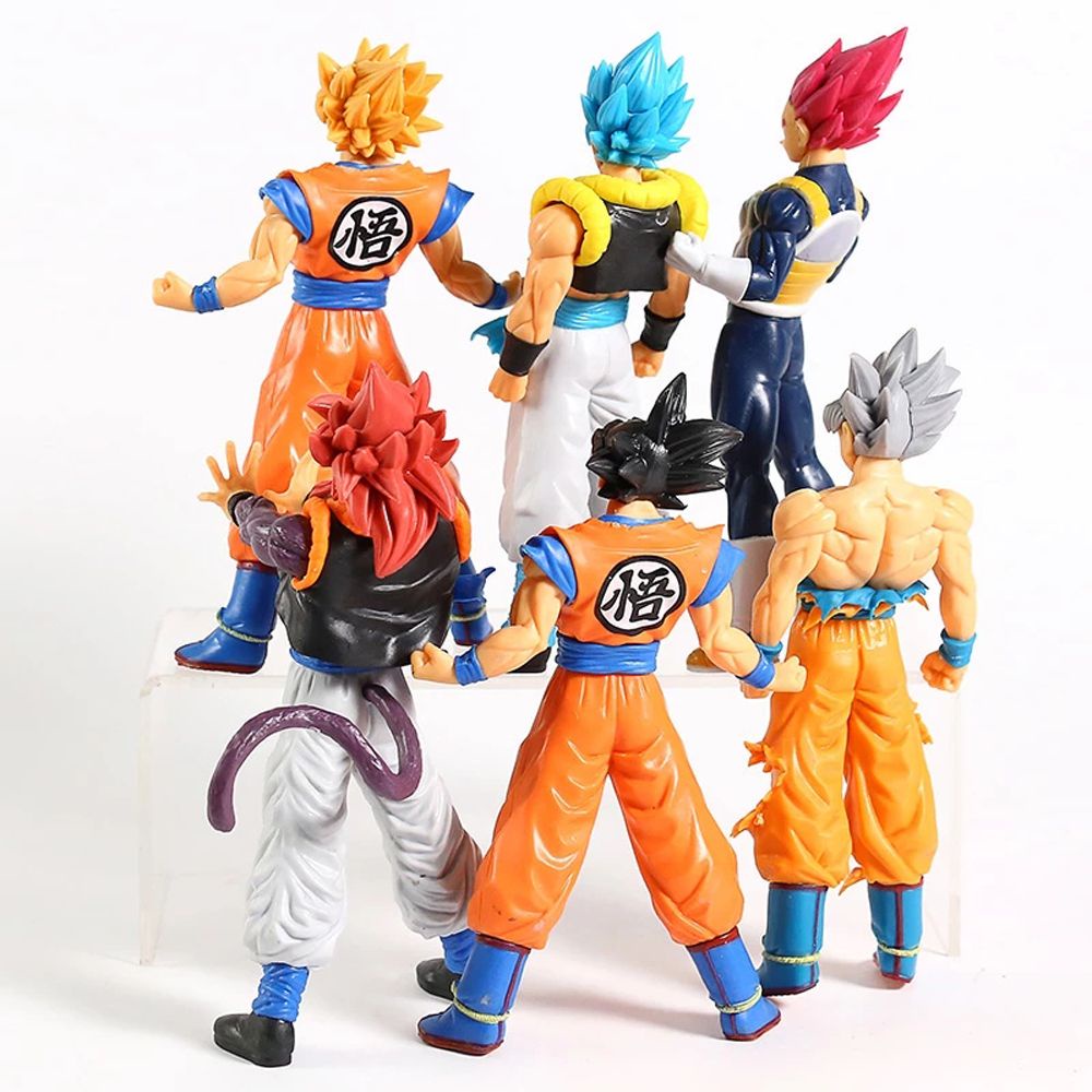 AROMA 6pcs/set Super Saiya Figures Anime Figure DBZ Model Dragon Ball Figures Collection Model Desktop Ornaments PVC Figure Brinquedo Toy Monkey King Goku Jiren Son Goku Figures