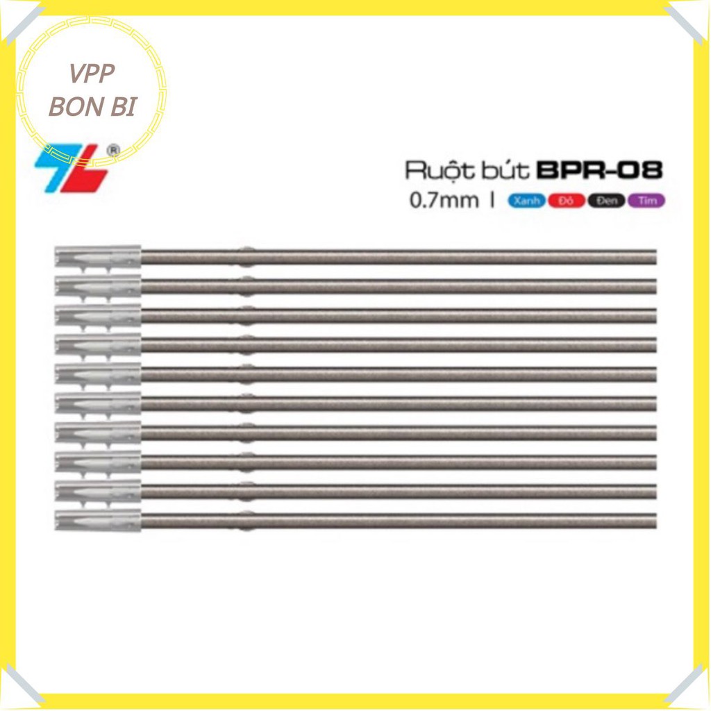 10 cái Ruột bút bi 0.7mm Thiên Long BPR-08, ruột bút bi Thiên Long 036