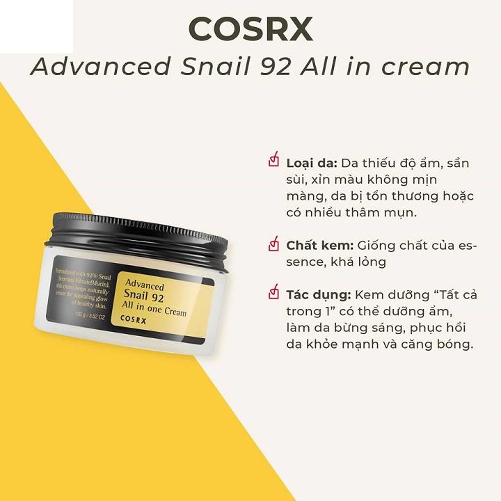 Cosrx kem dưỡng Advanced Snail 92 All in one Cream 100g