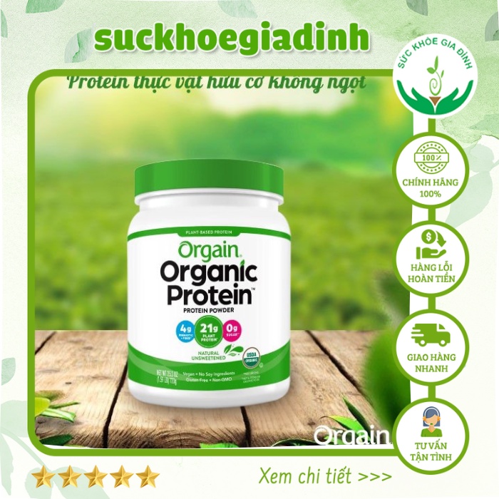 Đạm Thực Vật Hữu Cơ Orgain Không Chất Làm Ngọt 720g