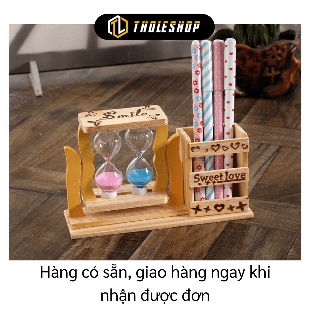 [SGD] Đồng Hồ Cát - Hộp Đựng Bút Kiêm Đồng Hồ Cát 2 Lọ Trang Trí Bàn Học Đáng Yêu 5740