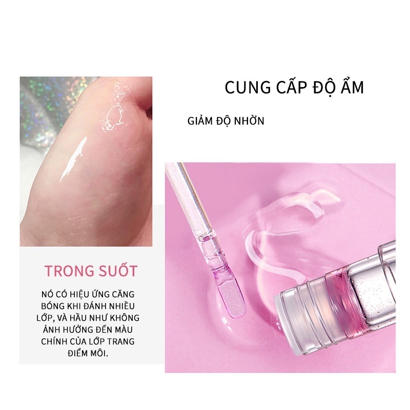 [Hàng mới về] Son bóng QIBEST QL24 dưỡng ẩm lâu trôi 6 màu tùy chọn vỏ trong suốt