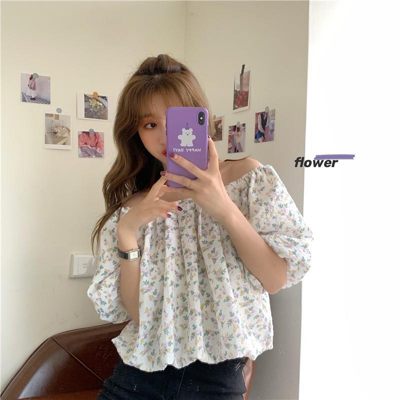 Áo voile tay ngắn in hoa hợp thời trang cho nữ