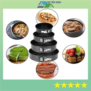 Khuôn Tròn Nướng Bánh Bông Lan Gato Dụng Cụ Làm Bánh Kem Sinh Nhật Chống Dính Đế Rời Có Khóa SET COMBO 3 KHUÔN  - CBMOU