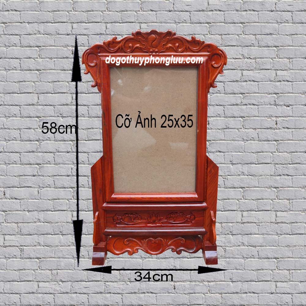 Khung ảnh thờ 25x35 đơn hoa lá tây gỗ hương giá rẻ