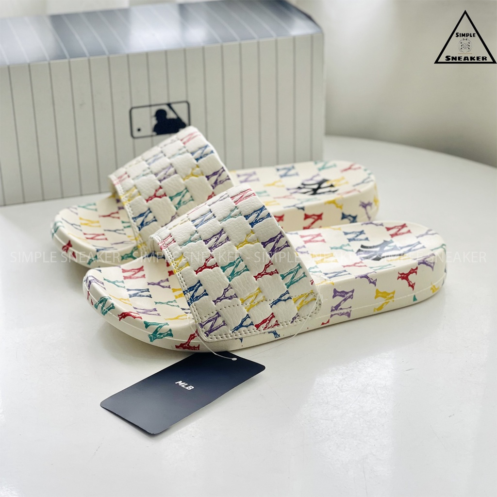 Dép MLB New Mound Chính Hãng FREESHIP MLB New Mound Monogram New York Yankees - Dép Quai Ngang Nữ MLB - Simple Sneaker