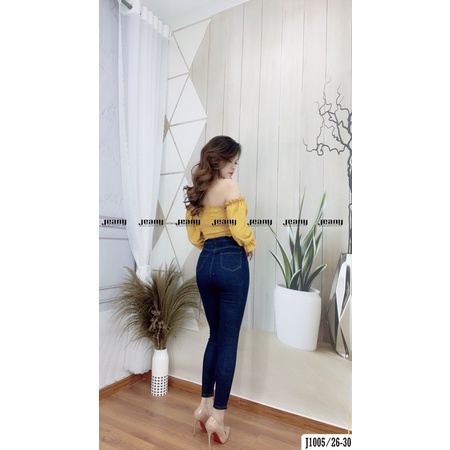 Quần Jean Nữ Skinny - Quần Bò Ôm Lưng Cao Màu Xanh Đen Đậm J1005 - Jeany