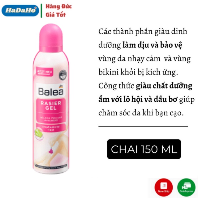 Bọt tẩy lông, gel cạo lông, kem dưỡng sau cạo lông, kem tẩy lông Balea của Đức- Nội địa Đức Đủ Bill