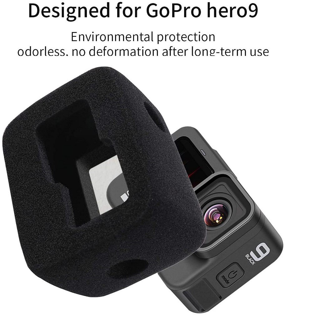 Vỏ bọc chắn gió LAMMCOU Peoolo màu đen giảm tiếng ồn quay video thích hợp cho GoPro Hero 9