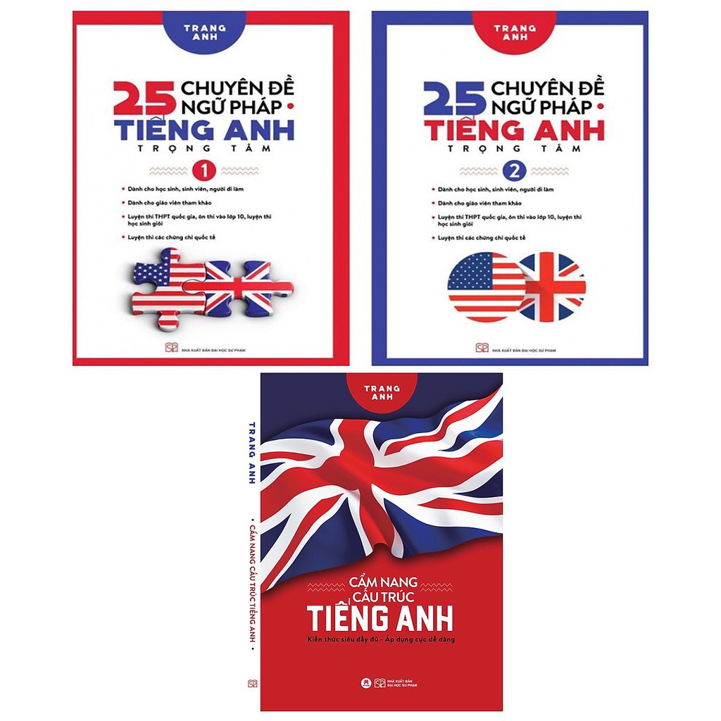 Sách - Combo 3 cuốn 25 Chuyên Đề Ngữ Pháp Tiếng Anh Trọng Tâm  + Cẩm Nang Cấu Trúc Tiếng Anh  - HHB