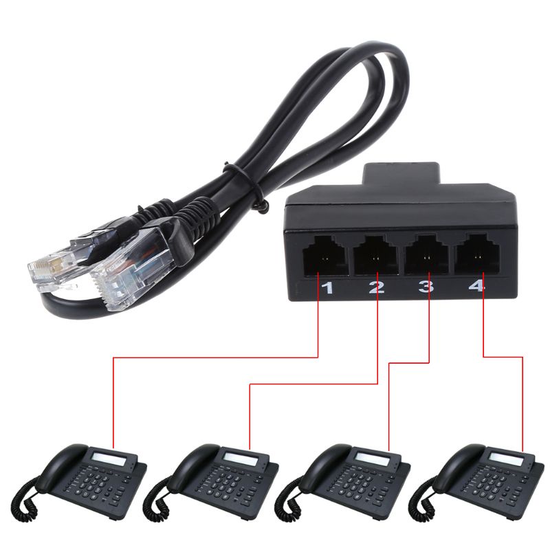 Cáp Chuyển Đổi RJ11 6P4C Female Sang 4 Ethernet RJ45 8P8C Male F M Cho Điện Thoại