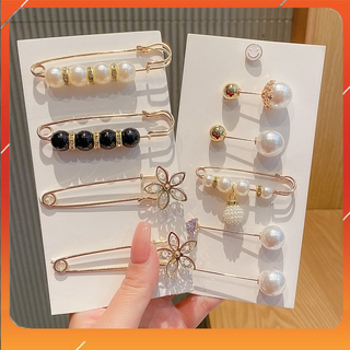 Sét ghim quần,cài áo đính ngọc trai nhân tạo siêu xinh sang chảnh(cài áo 7 món,ghim quần 4 món)