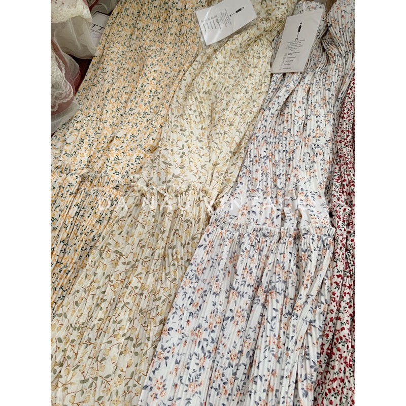 chân váy voan hoa nhí dáng dài dập ly nhiều màu hàng quảng châu phong cách ulzzang (ảnh shop chụp thật 100%) | BigBuy360 - bigbuy360.vn