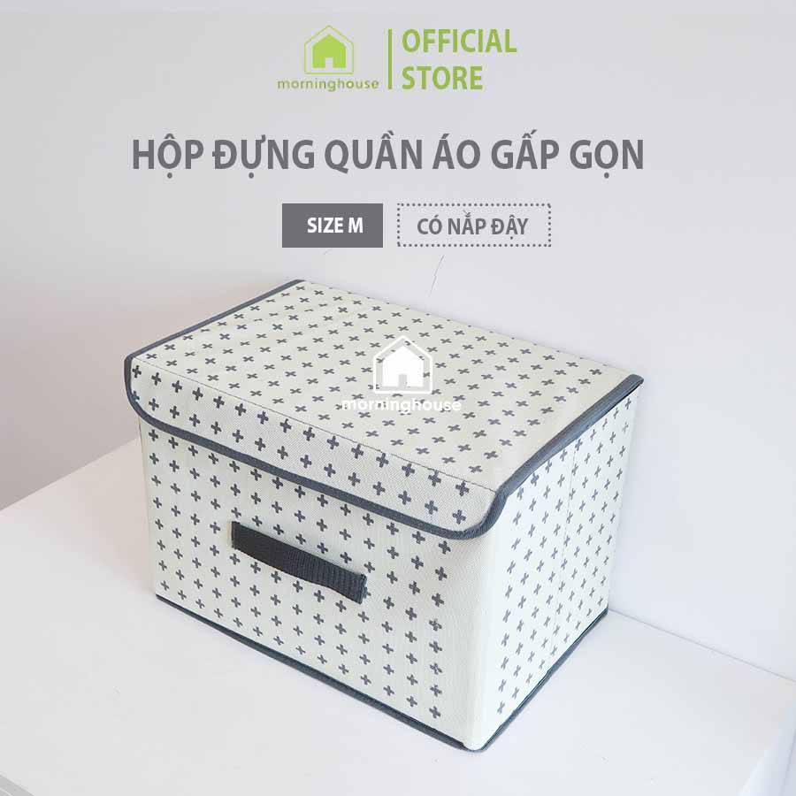 Hộp vải đựng đồ Morning House có nắp và quai xách - Vải dày chống thấm nước- 35x25x25cm