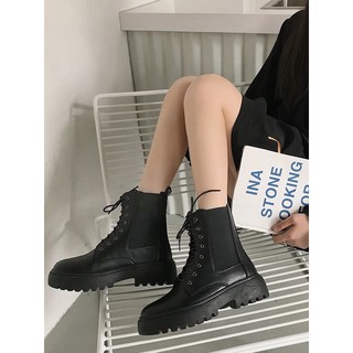 Giày da cổ cao đế 3.5cm cá tính
