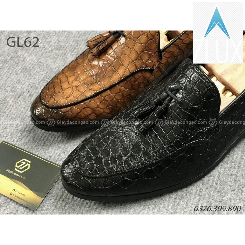 😘 Giày lười da nơ chuông vân da đà điểu GL-62 - Giày Da Công Sở 😘😘