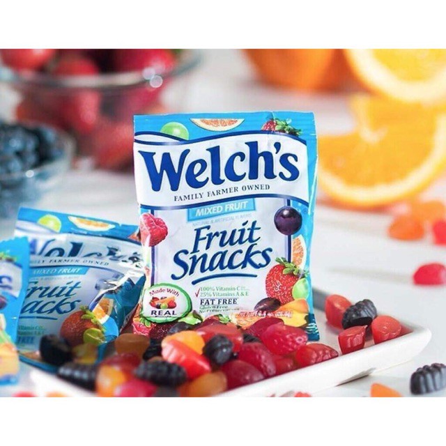 Kẹo dẻo trái cây healthy care Welchs fruits Snack 22.7g/ gói bổ sung vitamin cho bé bằng món ăn vặt Maxwell
