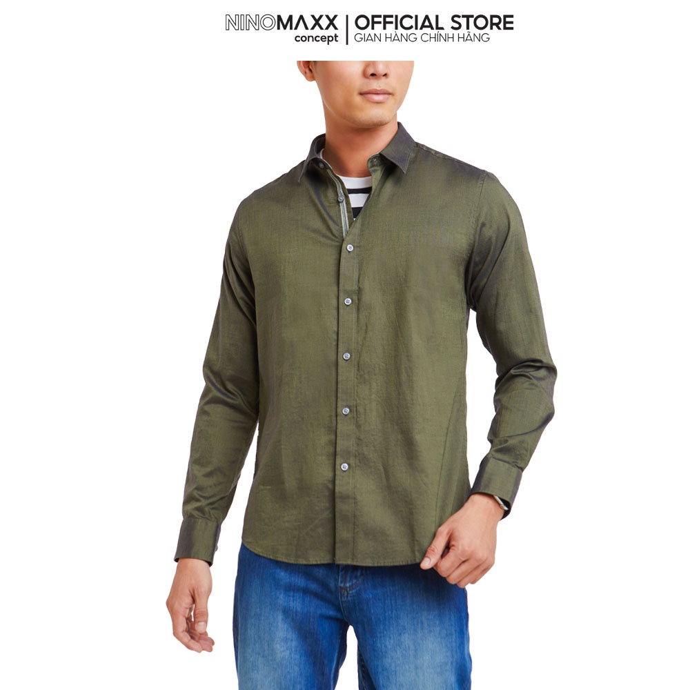 Áo sơ mi nam Ninomaxx dày tay 100% cotton có nhiều màu mã 2003102