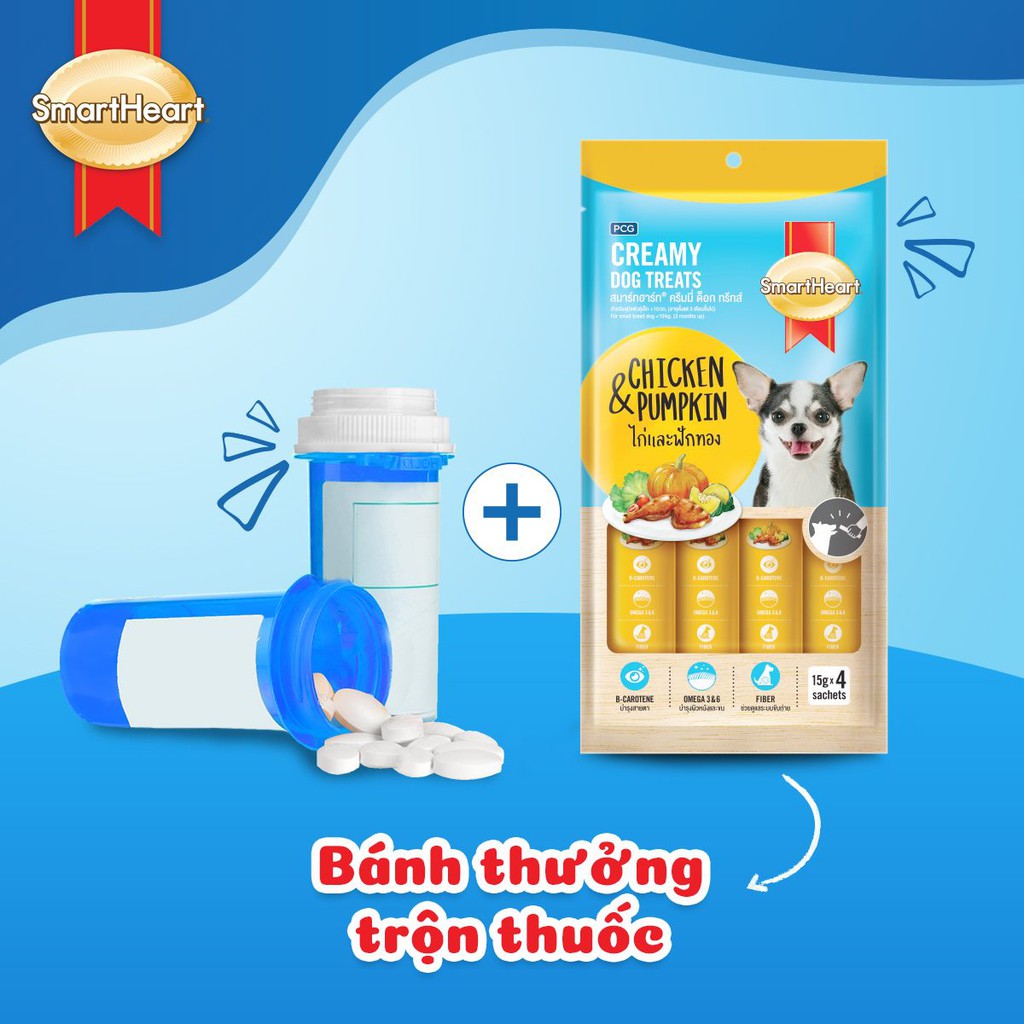 Súp thưởng cho chó Smart heart creamy dogtreats 15g, kem dinh dưỡng cún Con Mèo Xiêm+D334C424:C487+D33+C424:C487