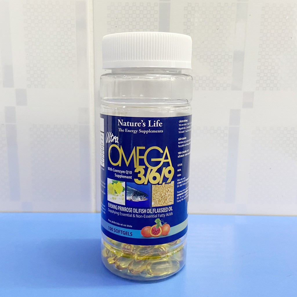 Viên dầu cá Omega 369 Nature Life Bổ não, sáng mắt, khỏe tim mạch - Hộp 100 viên